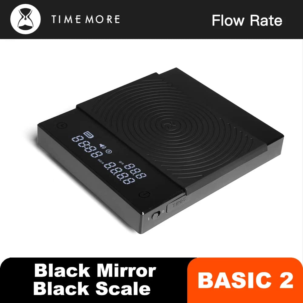 TIMEMORE Store Black Mirror Basic+2 Plus New Up Digital Coffee Food Kitchen Scale With Time  USB Light Weight Mini Digital Scale
