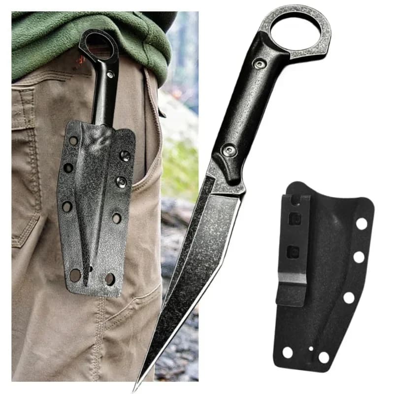 New corrosion-resistant portable knife, multi-purpose outdoor straight knife K-sheath, jungle self-defense EDC knife