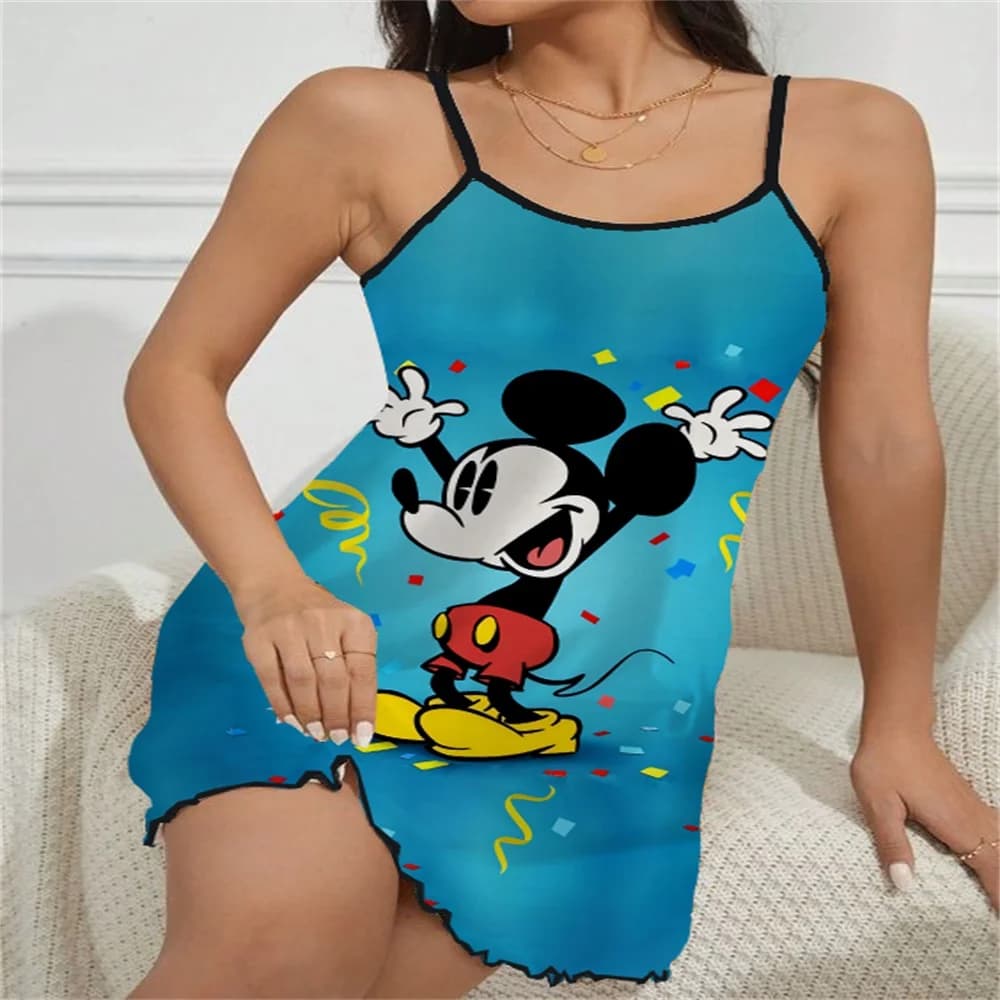 Sleepwear Women's Nightwear Romantic Home Dress Women's Nightgowns for Sleeping Lingeries for Woman Night Sexs Dress 2024 Mickey