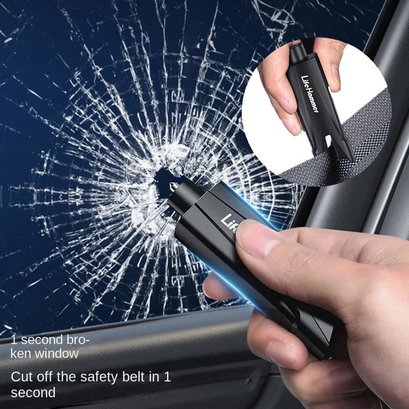 Car Safety Hammer Auto Emergency Glass Window Breaker Seat Belt Cutter Life-Saving Car Emergency Escape Hammer Survival Whistle