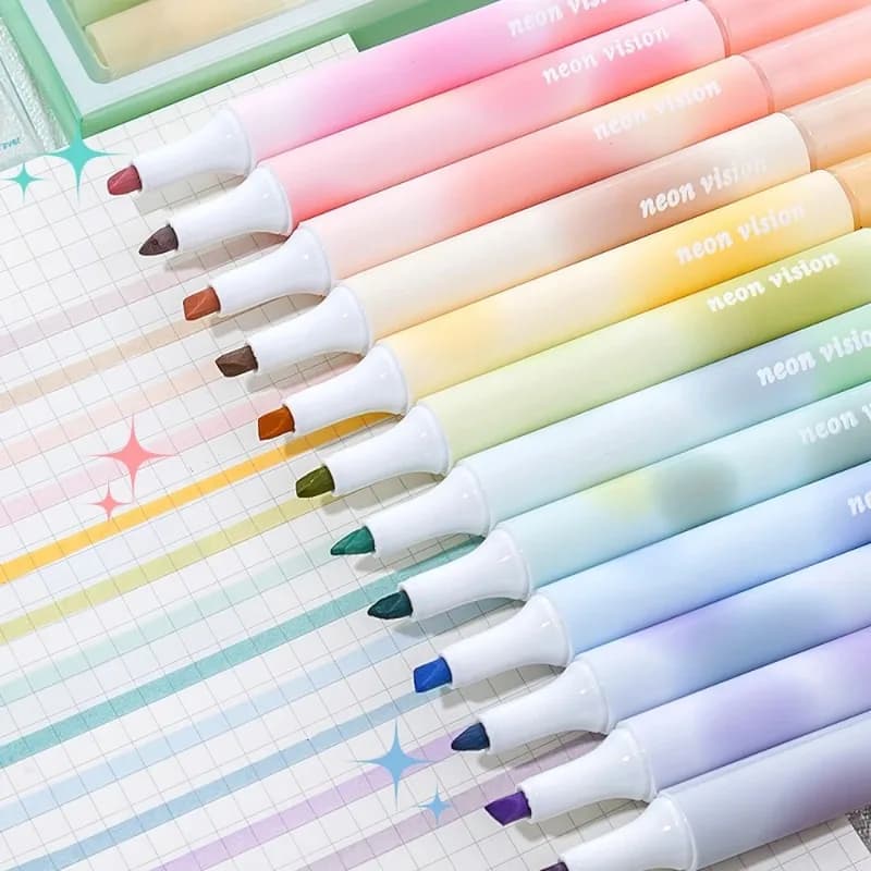 4pcs Jelly Diary Stationery Fluorescent Marker Watercolor Art Marker Gradient Color Highlighter Pens for Drawing Painting School