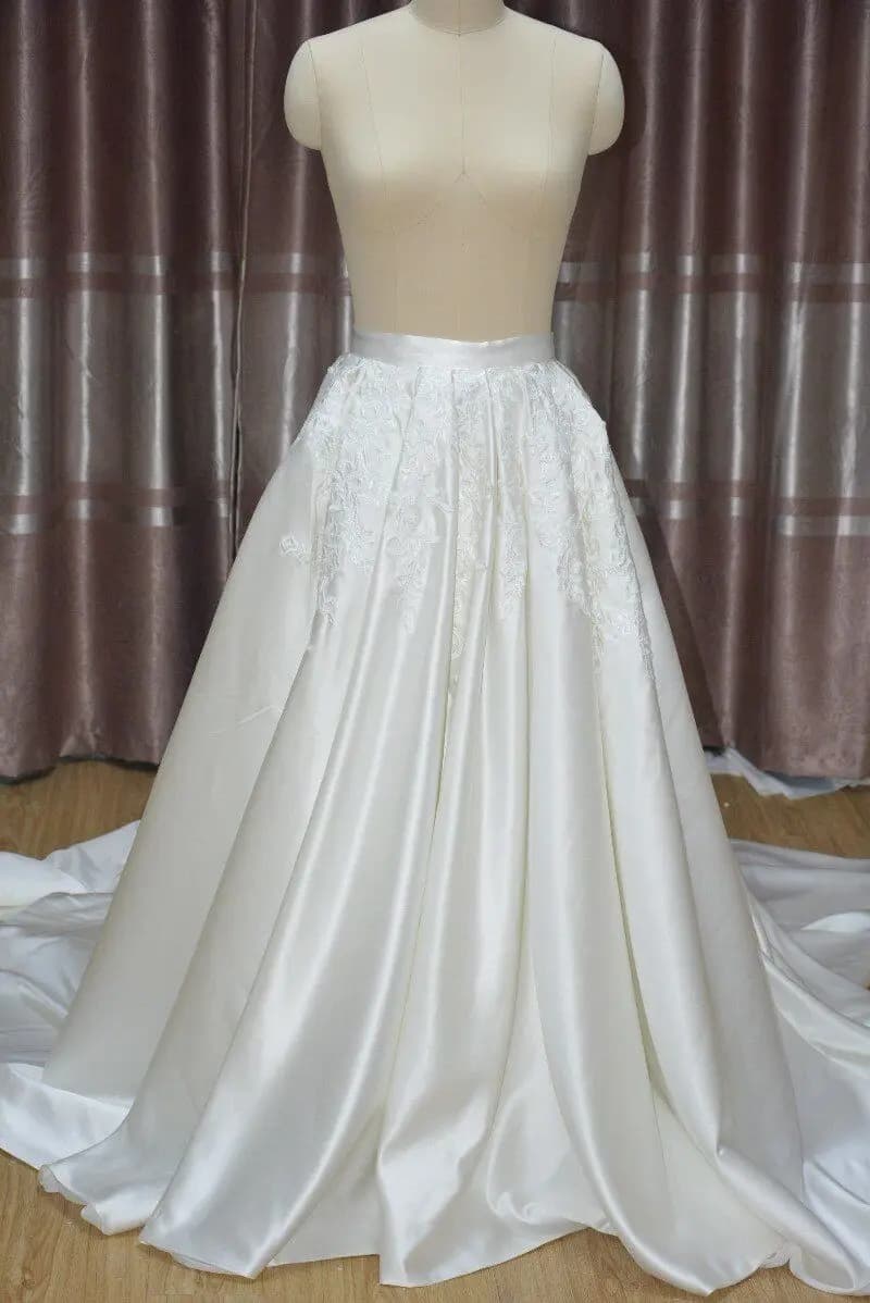 long 200cm Satin Applique skirt Wedding dress removable skirt Detachable train wedding accessories custom size