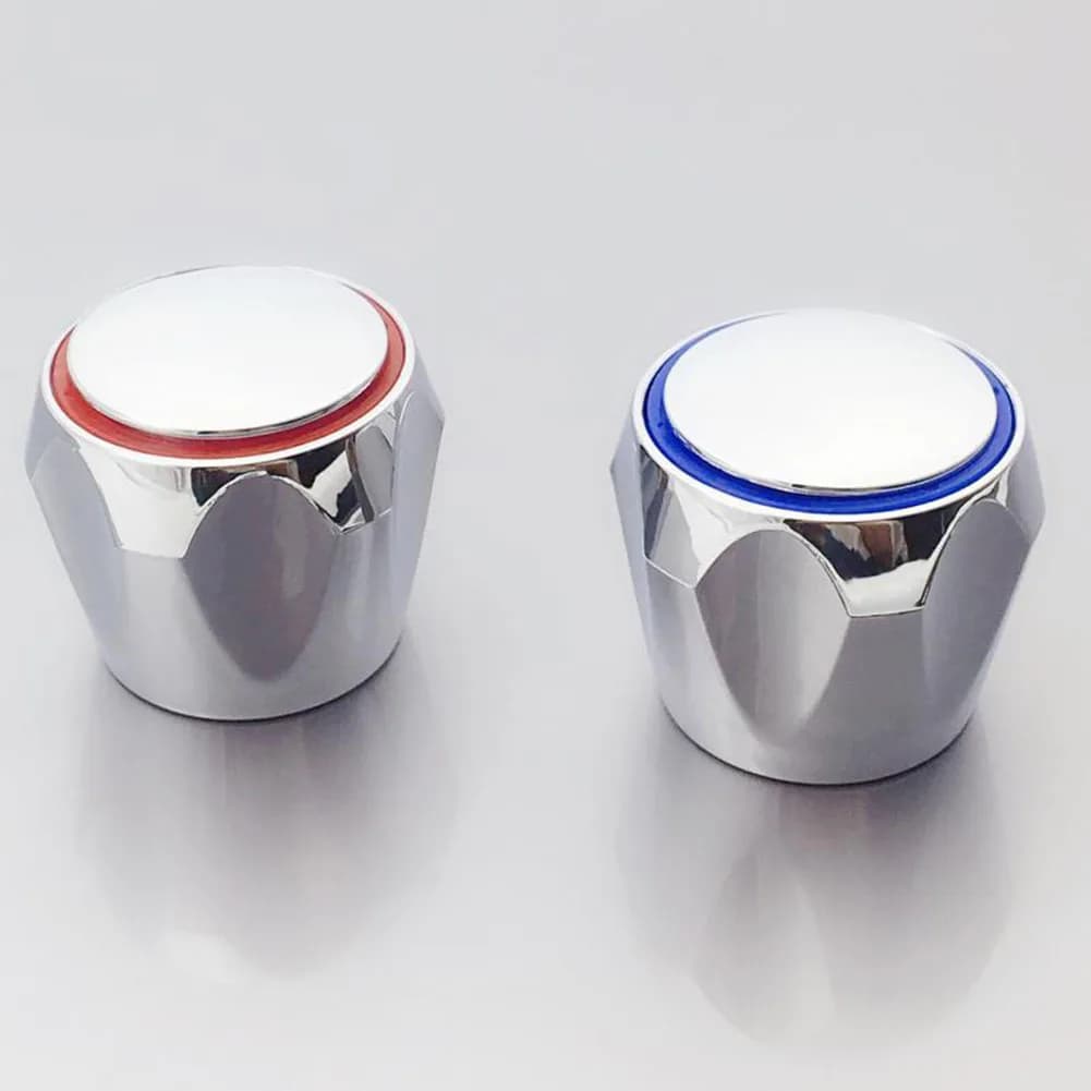 2pcs Hot & Cold Tap Top Head Faucet Cover Chrome Plated Replacement Set Kitchen Bathroom Faucet Handle