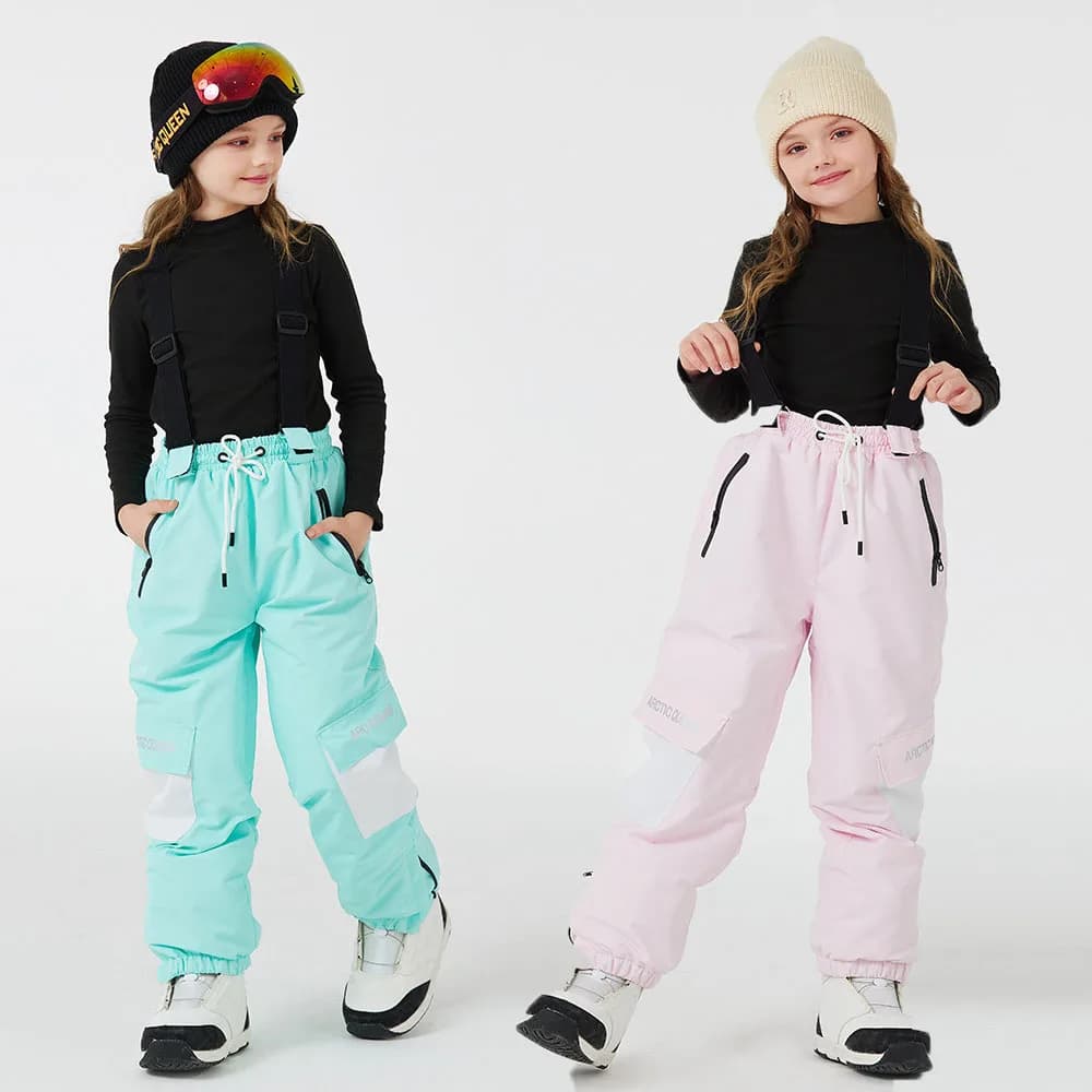 New Kids Winter Outdoor Ski Bibs Windproof Waterproof Warm Breathable Snowboarding Pants Boys And Girls Snow Sports Pants