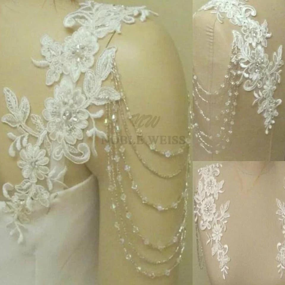Removeable Wedding Dress Straps Wedding Jackets Lace Top Bridal Bolero Shawl Straps for Strapless Dress One Pair Customized