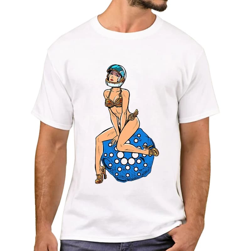 2025 TEEHUB HODL Astronaut To The Moon Men T-Shirt Fashion Cardano Pin-up Girl Printed T Shirts Short Sleeve Cool T Shirts