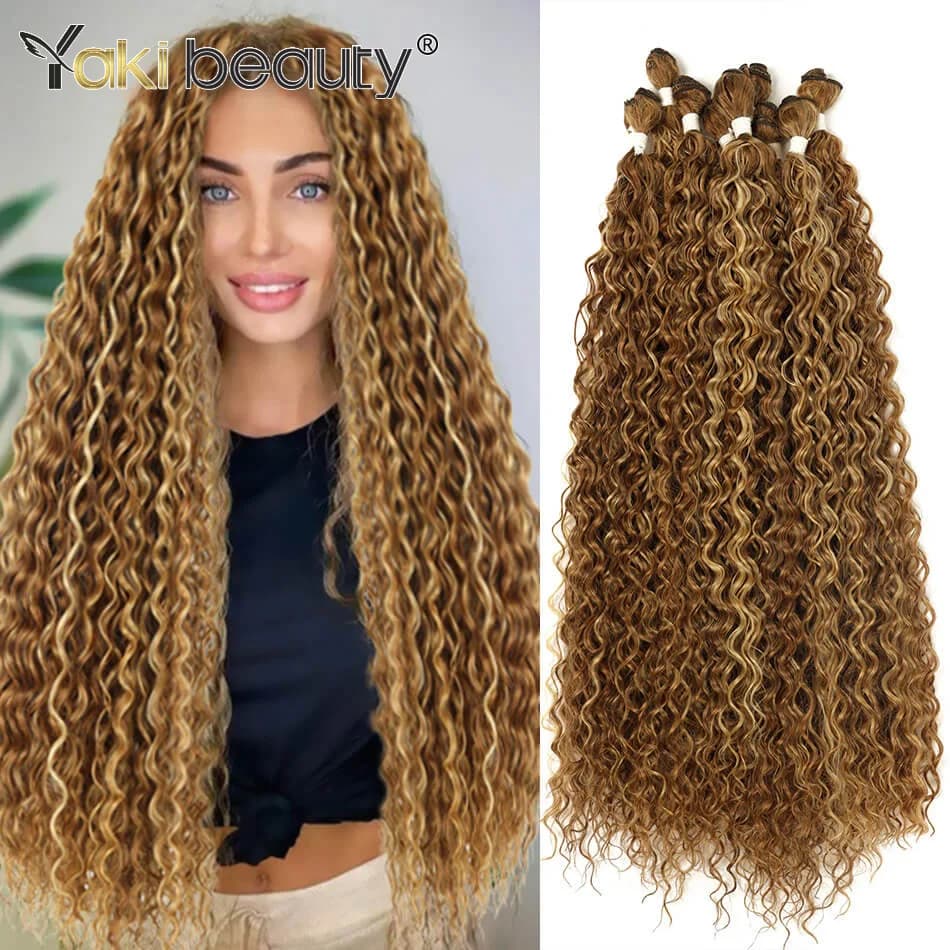 Synthetic Curly Hair Bundles Water Wave Hair Weave Anjo Plus Jerry Curly Hair Extensions Organic Ice Silk High Quality Weaving