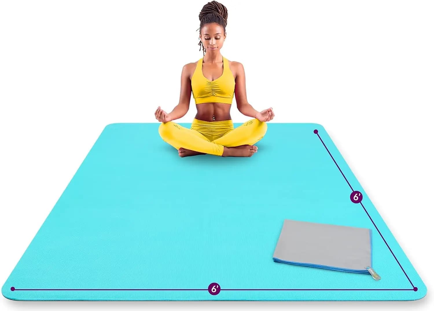 Large Yoga Mat 6 x 6 ft - 8mm Extra Thick, Durable, Comfortable, Non-Slip & Odorless Premium Square Yoga and Pilates