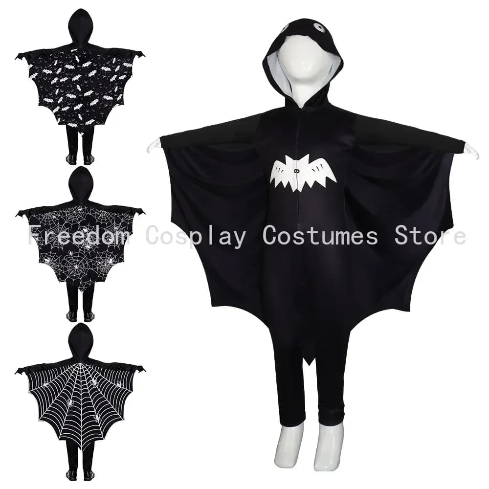 Child Boy Girl alloween bat skull pumpkin spider cape cuff onesie Theme Party Dress Up Hooded Cape Halloween Costume