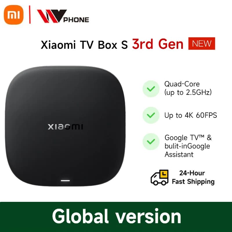 Global Version Xiaomi TV Box S 3rd Gen 4K Ultra HD 2G 32G WiFi BT5.2 Google TV Cast Netflix Smart TV Box Media Player Mi TV Box