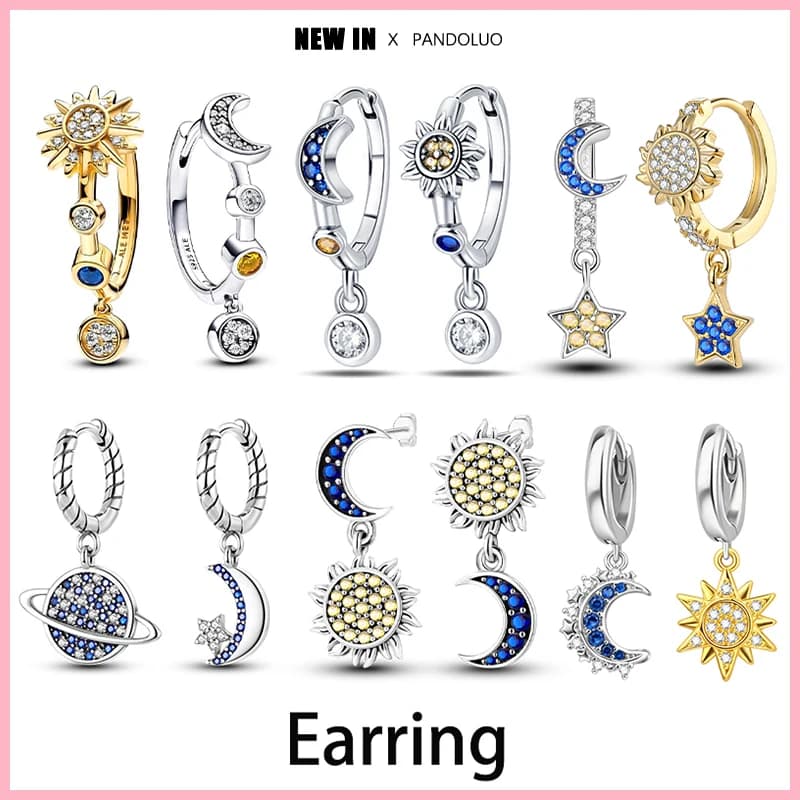 2025 Hot Sale 925 Silver Exquisite Sun And Moon Earrings Womens Luxury Gifts Original Design Heart Stud Earrings Fashion Jewelry