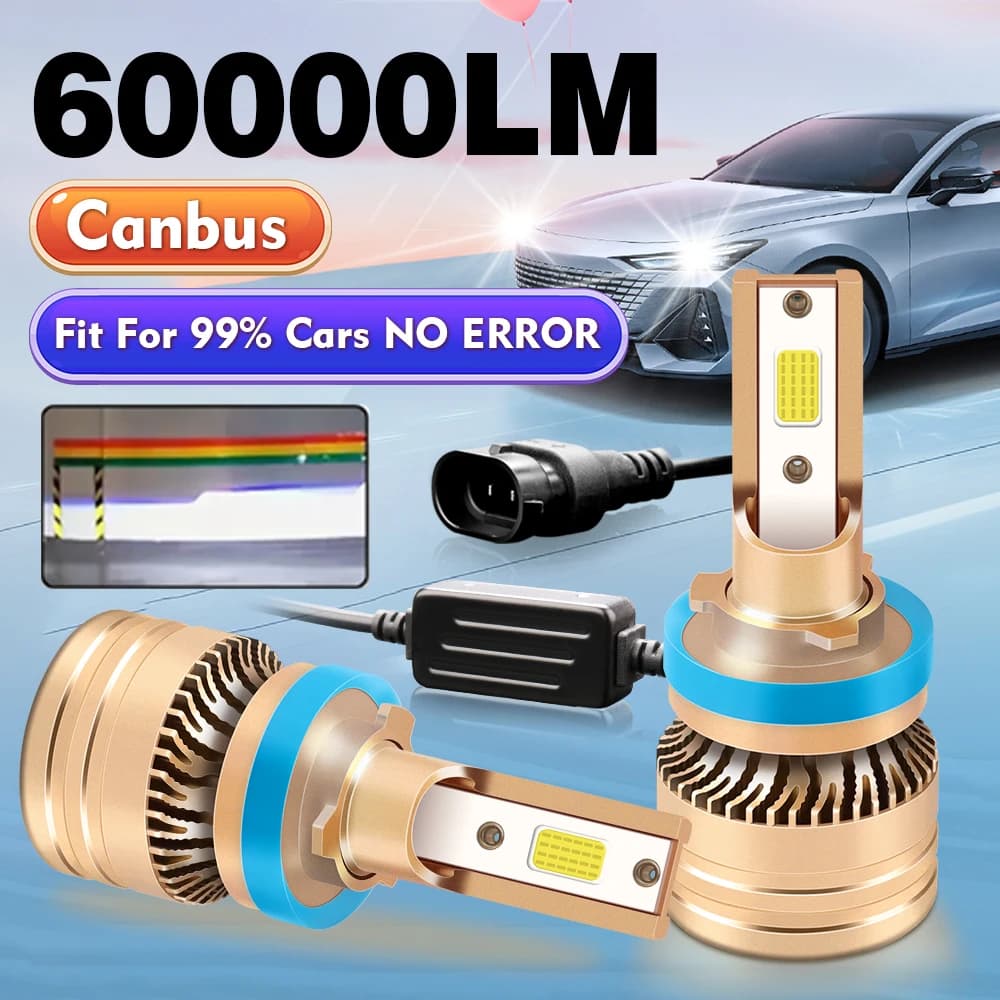 200W 12V 6000K Car LED Light H1 H4 H7 H11 9005 9006 Hi Lo Beam LED Headlight Bulb Lamp Pack of 2