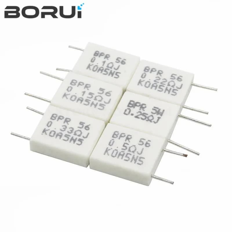 10pcs BPR56 5W 0.001 0.1 0.15 0.22 0.25 0.33 0.5 ohm Non-inductive Ceramic Cement Resistor 0.1R 0.15R 0.22R 0.25R 0.33R 0.5R