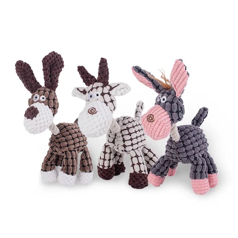 New Arrival Plush Dog Toy Animals Shape Bite Resistant Squeaky Toys Corduroy Dog Toys for Small Large Dogs Puppy Pets Training