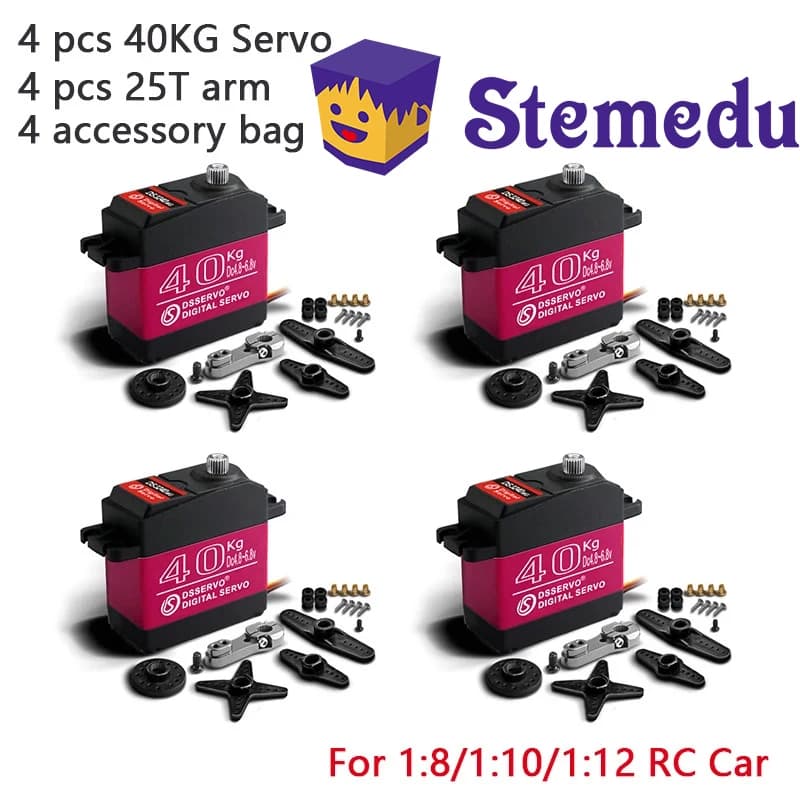 4PCS 6V DS3240 Large Torque 40KG Digital Servos Waterproof 25T Servo Arm for 1/8 1/10 1/12 Scale RC Car 180 270 Degree Rotation