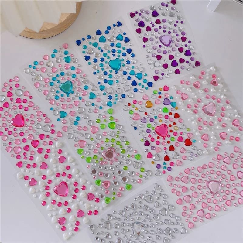 3D Gem Stickers Shiny Diamond Sticker Acrylic Crystal Sticker DIY Three-dimensional Decoration Rhinestone for Kids Girls