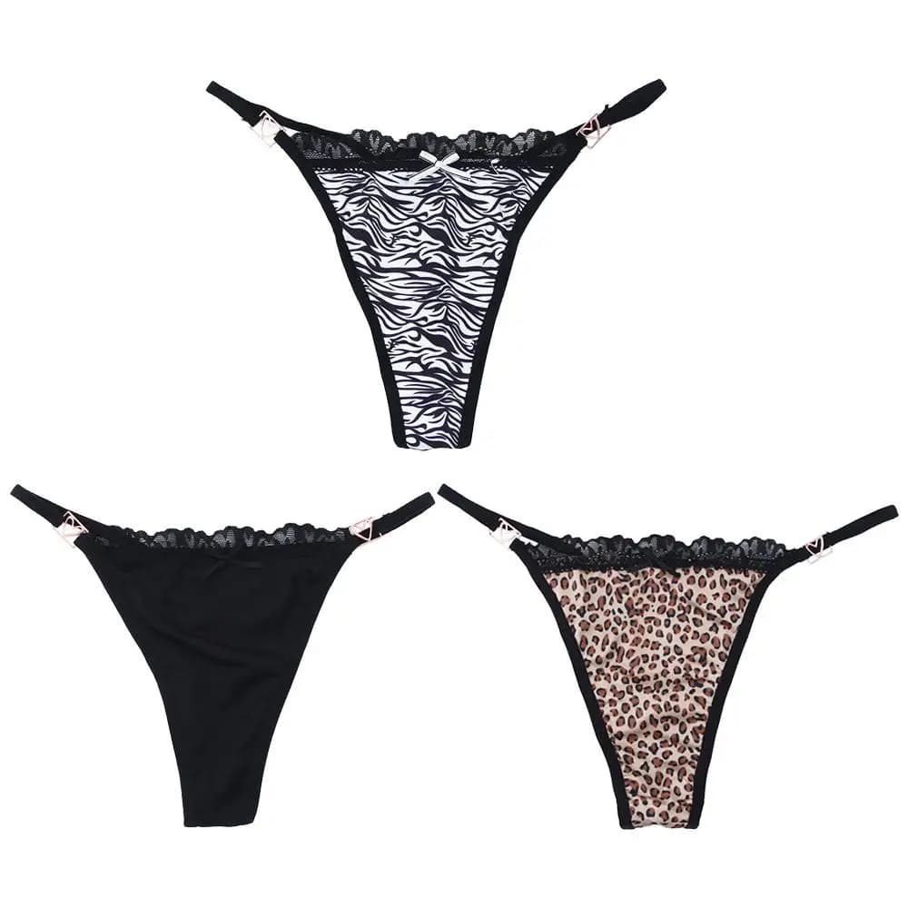 Trendy Lingeries Leopard T-BACK Law Waist Bow G-String Thong Korean Underwear Women Panties Briefs