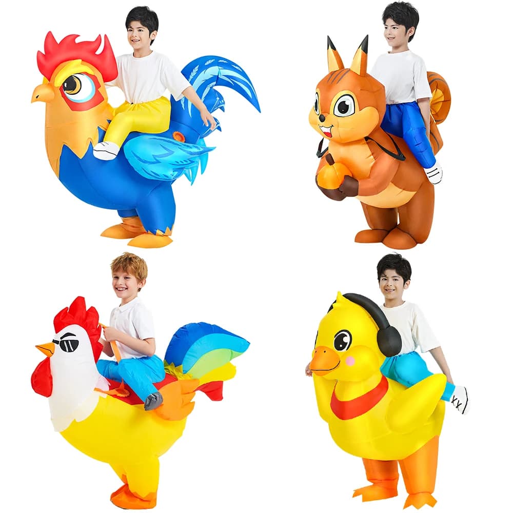 Adult Kids Duck Rooster Unicorn Animal Inflatable Costume Cartoon Anime Dress Suit Halloween Party Cosplay Costume for Child