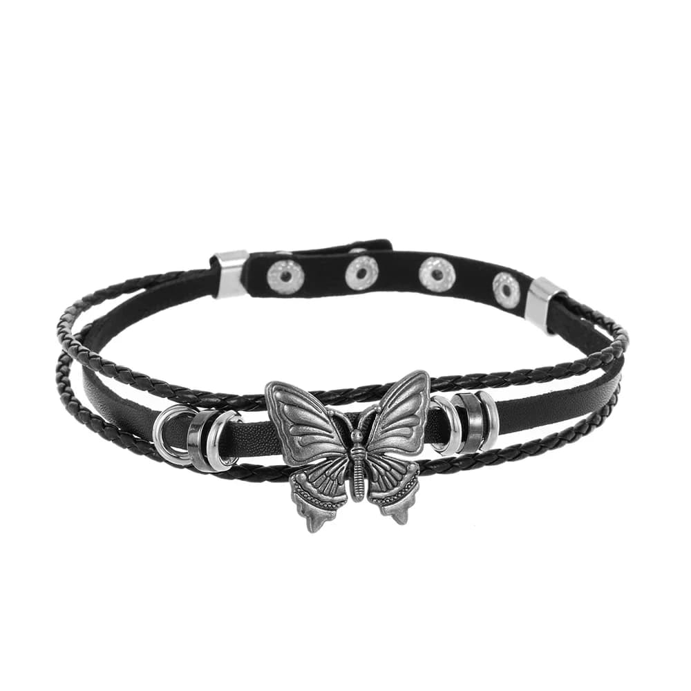 20242024 Trend Vintage Butterfly-shaped Pendant Classical Women Leather Necklace for Birthday Gift