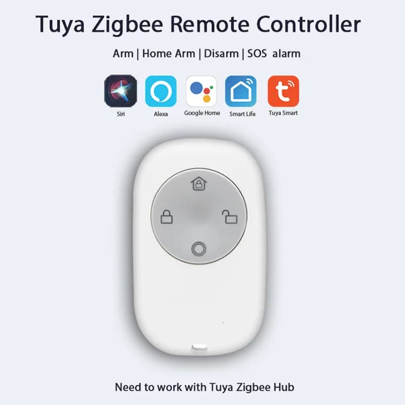 Tuya Zigbee3.0 Remote Control With 4 Key Arm Disarm SOS Button Compatible with Home Assistant  Smart Life App Control