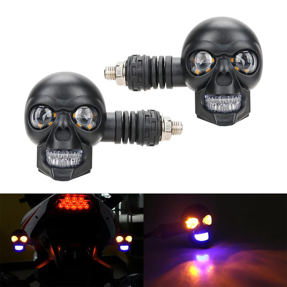 2pc skull style LED Turn Signal Motorcycle Direction lights Flasher Siganl Lamp moto Taillight LED indicator light Driving light