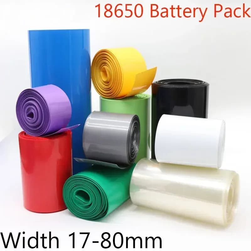 18650 Lipo Battery PVC Heat Shrink Tube Pack Width 17mm ~ 80mm Insulated Film Wrap lithium Case Cable Sleeve Blue