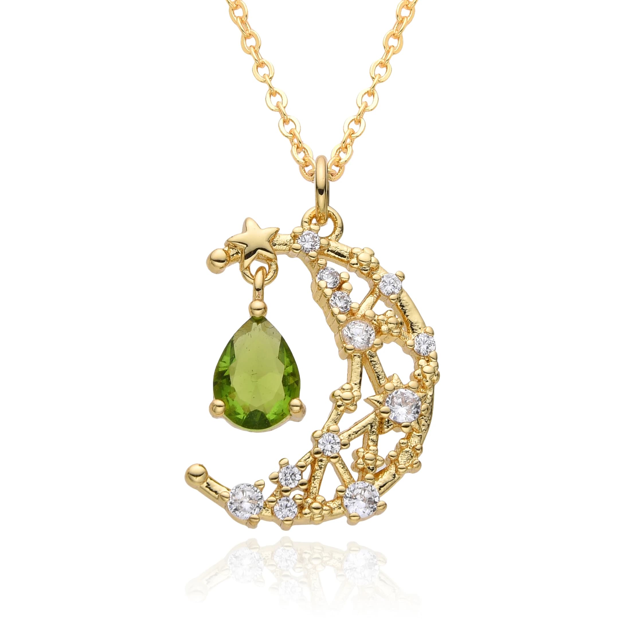 Gold Color Crescent Charms Teardrop Cubic Zirconia Moon Necklace for Women Girls Gift Lunar Choker Pendant DIY Jewelry Accessory