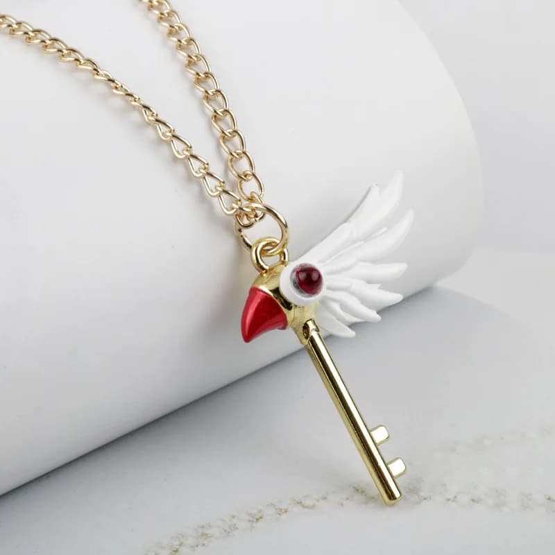 Cartoon Anime Card Captor Sakura Choker Necklaces Cardcaptor Sakura Clow Charm Pendant KINOMOTO Sealing Wand Statement Necklace