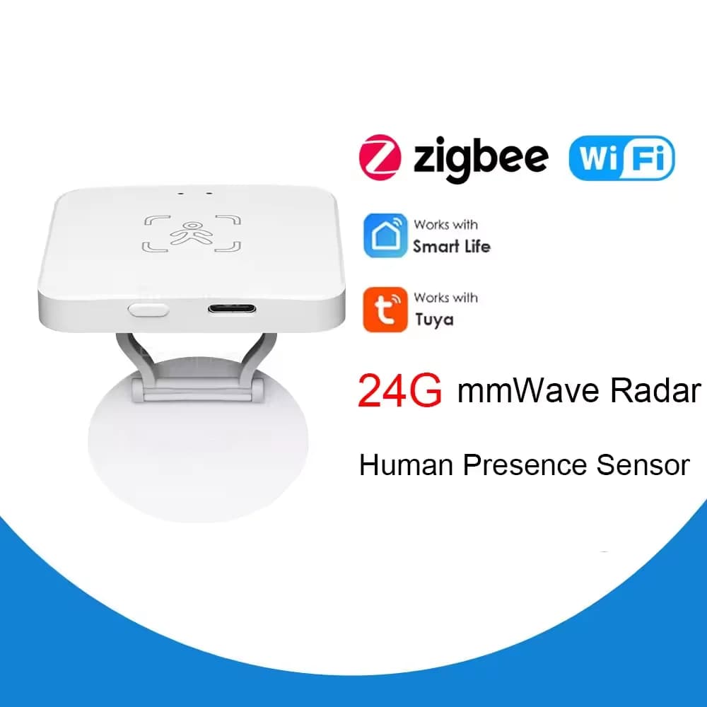 Tuya WiFi / Zigbee Human Presence Detector 24G,Luminance/Distance Detection, Smart Human Body PIR Sensor Support Home Assistant