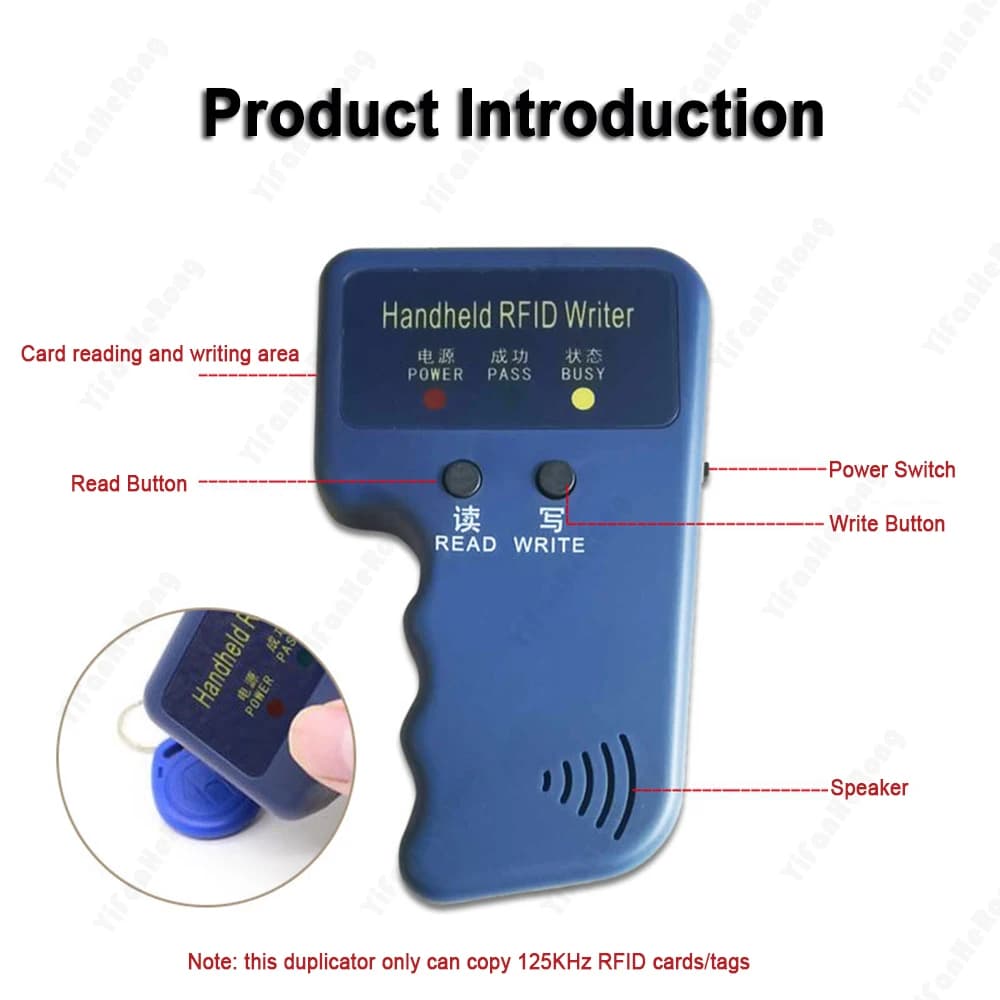 Handheld 125KHz EM4100 RFID Copier Writer Duplicator Programmer Reader EM4305 T5577 Rewritable ID Keyfobs Tags Card
