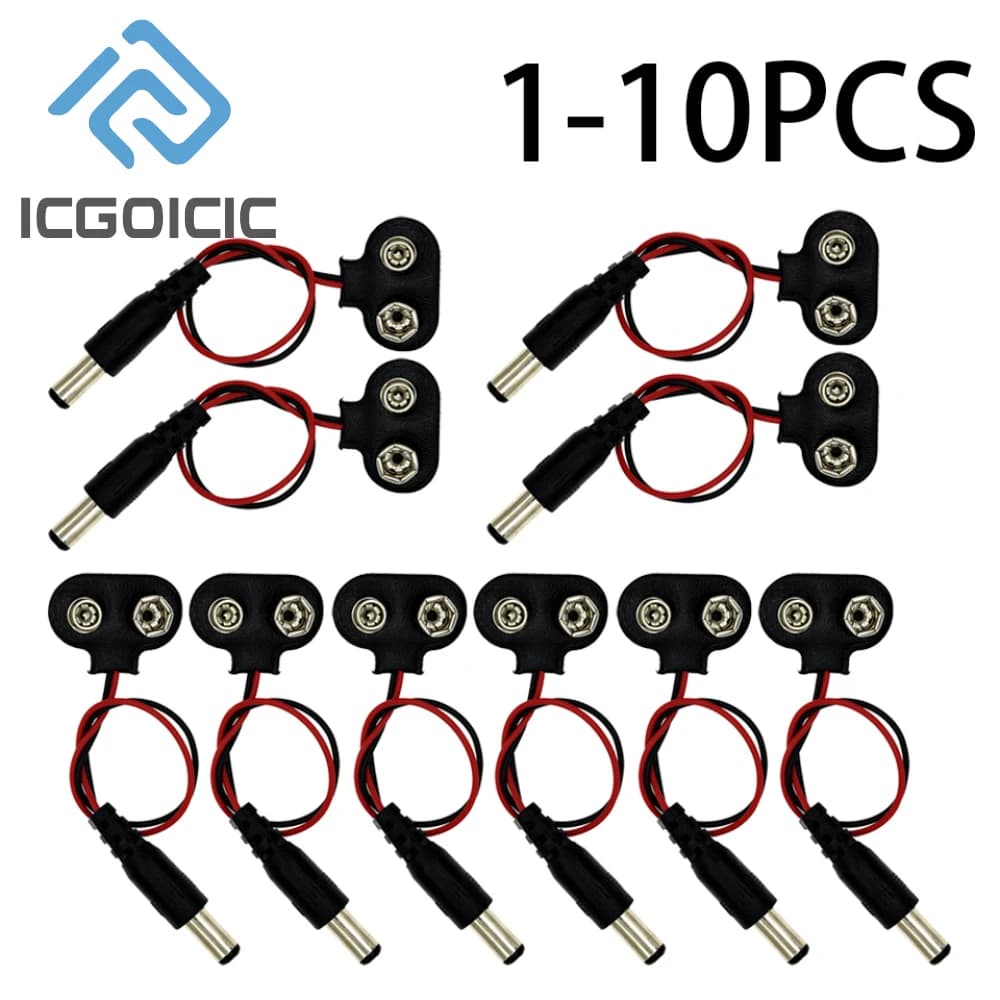 1/5/10pcs 9V DC Battery Power Cable Plug Clip Barrel Jack Connector For Arduino UNO R3 Mega2560 DIY