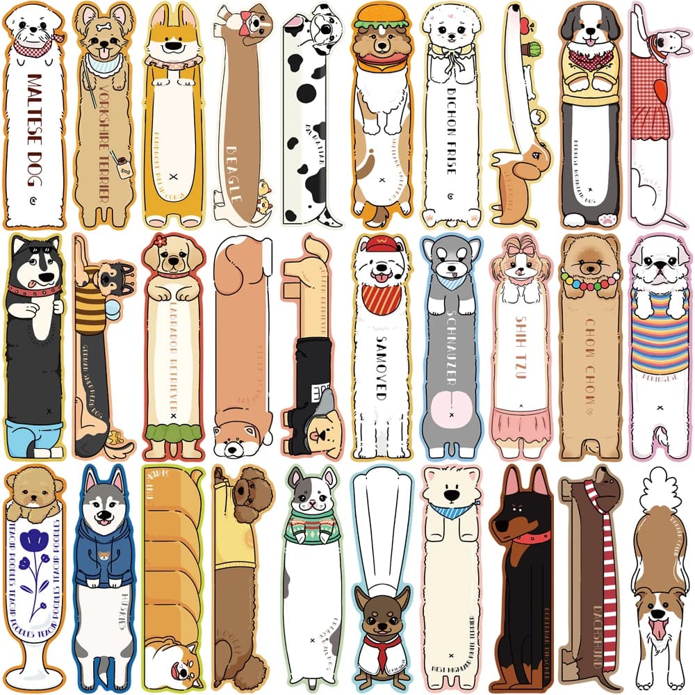 30/60PCS Read Puppy Themed Bookmarks Posters Laptop Decorative Gifts DIY Scrapbooking Waterproof Aesthetic Sticker﻿ Bookmark ﻿