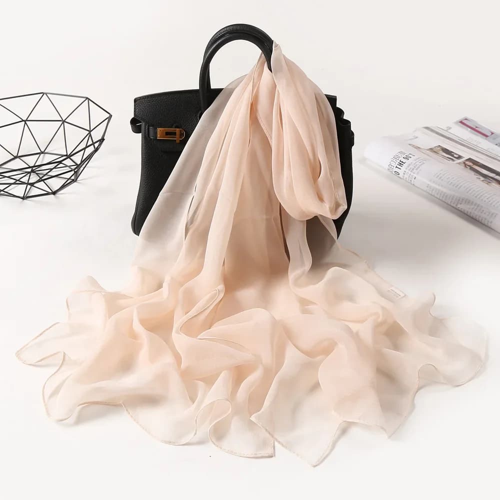 Women Foulard Gradient Solid Color Chiffon Scarf Bandana Elegant Long Shawl Hijab Summer Sun Protection