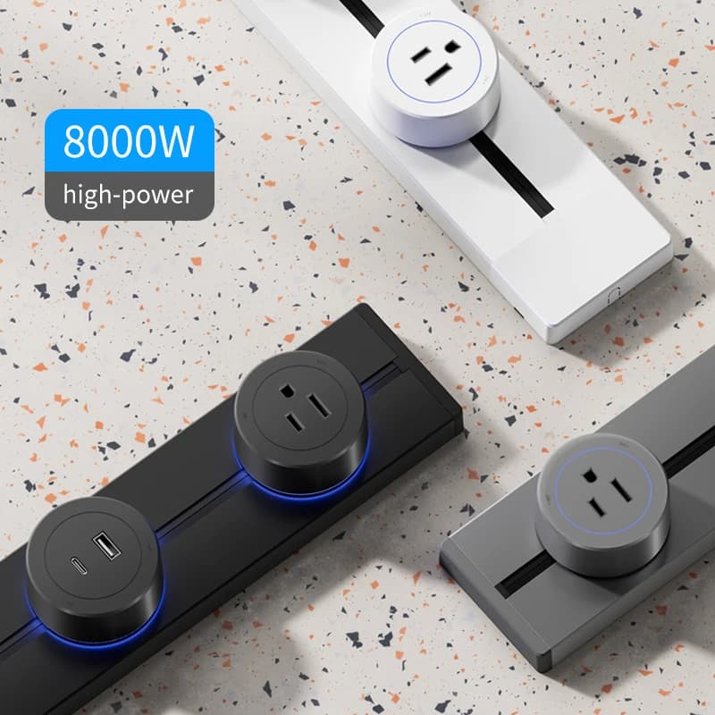 KXN Power Track Socket Surface EU UK FR Korea Standard Universal Power Strip Outlets with USB-C Fast charging Phone for Kitchen