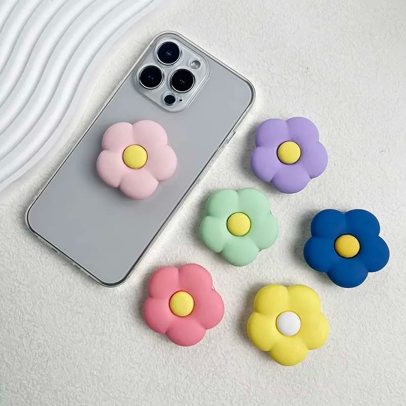 Socket Talk Macron color resin flower mobile phone stand Lazy foldable desktop stand three-dimensional flower mobile phone grip