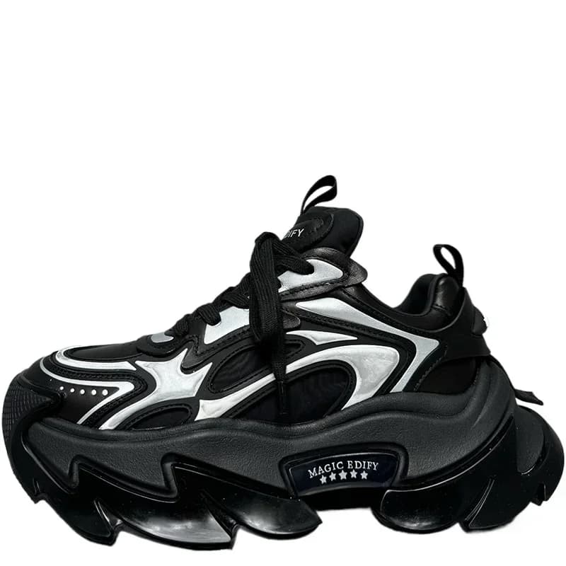 European Ins Trendy Design Mecha for Men's Genuine Leatherr Wide Version Crab Sole Casual Sports Thick Platform Increasing Shoes