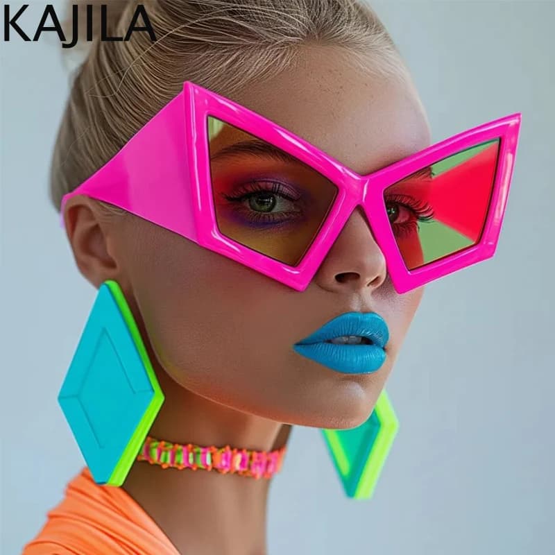 Oversized Cat Eye Sunglasses Women Big Frame 2025 Luxury Brand Shield Punk Sun Glasses For Ladies Windproof Eyewear Shades UV400