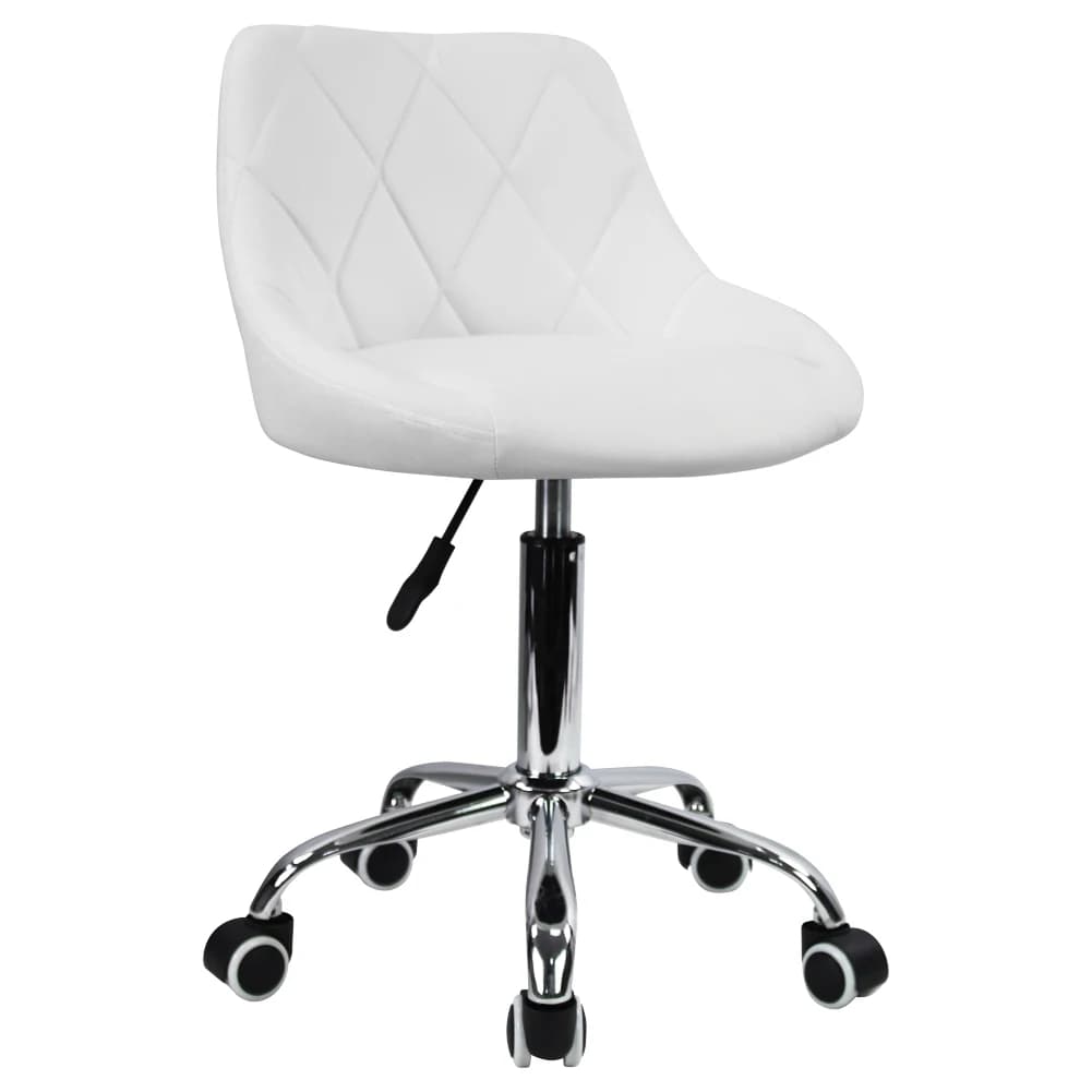 KKTONER Mid Back PU Leather Height Adjustable Swivel Modern Task Chair Computer Office Home Vanity Chair with Wheels White