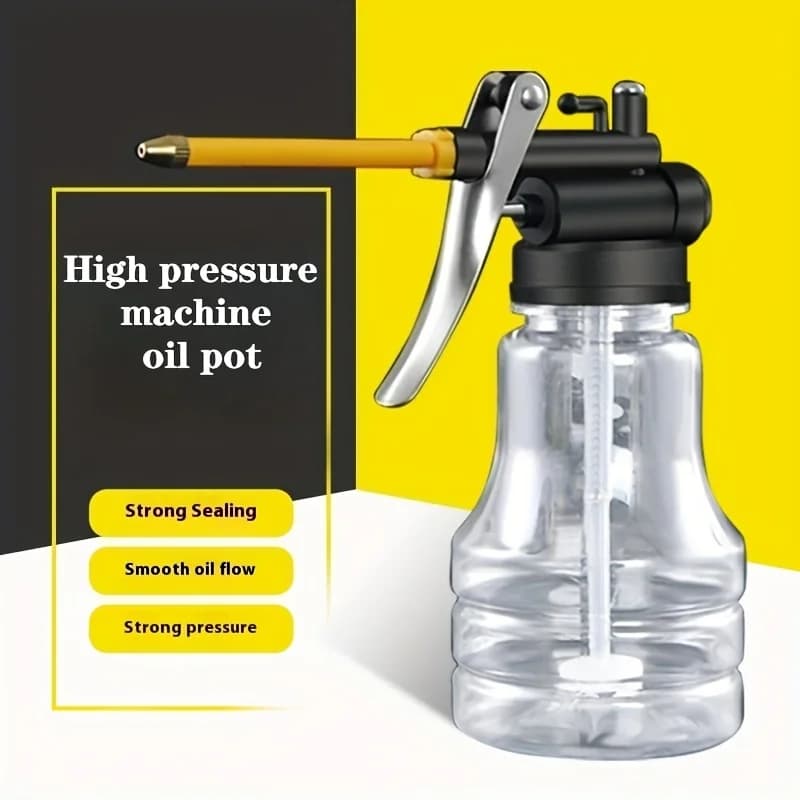 1pc High Pressure Transparent Oil Bottle, Plastic Hose Drop Resistant Copper Tip Nozzle Oil Filler Oil Bottle Oil Gun