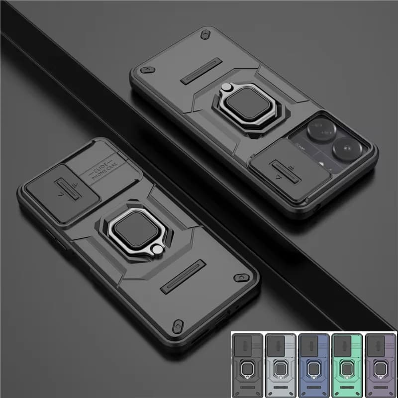 For Xiaomi Redmi 13C Case Slide Camera Protect Armor Phone Case For Poco C65 PocoC65 C 65 Magnet Holder Ring Cover Redmi13C 13 C