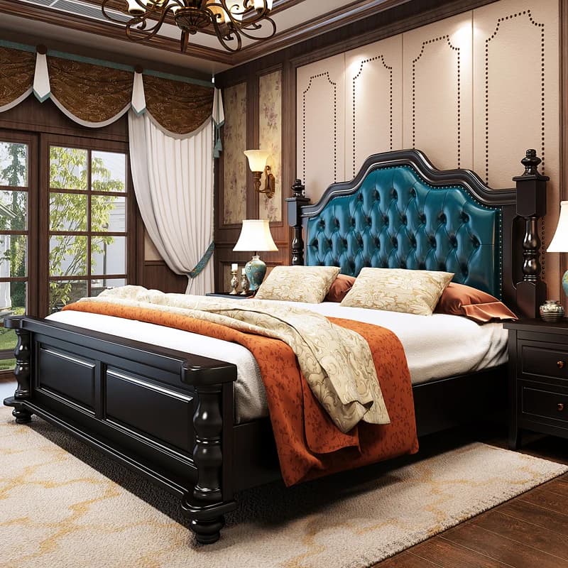 King Size Double Bed Modern Elegant Luxury Princess Bed Loft Villa Letto Matrimoniale Queen Bedroom Furniture Set