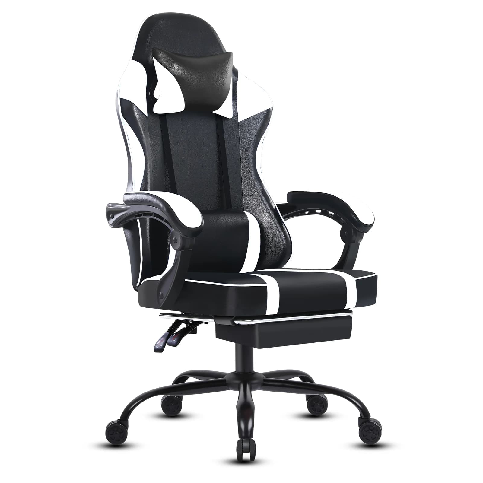 Ergonomic Gaming Chair with Footrest, High-Back Video Game Chair Computer Chair, Office Chair with Headrest and Lumbar, PU Leath