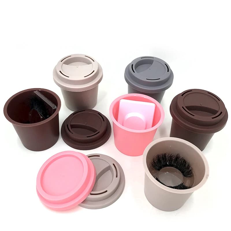 Private Label 3D Mink Eyelash Custom Lash box Pink Coffee Cups Lash Packaging without Lashes
