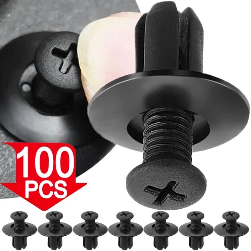 5/100X 8mm Hole Door Rivet Plastic Clip Fasteners Black Cars Lined Cover Barbs Rivet Auto Fasteners Retainer Push Pin Clips To