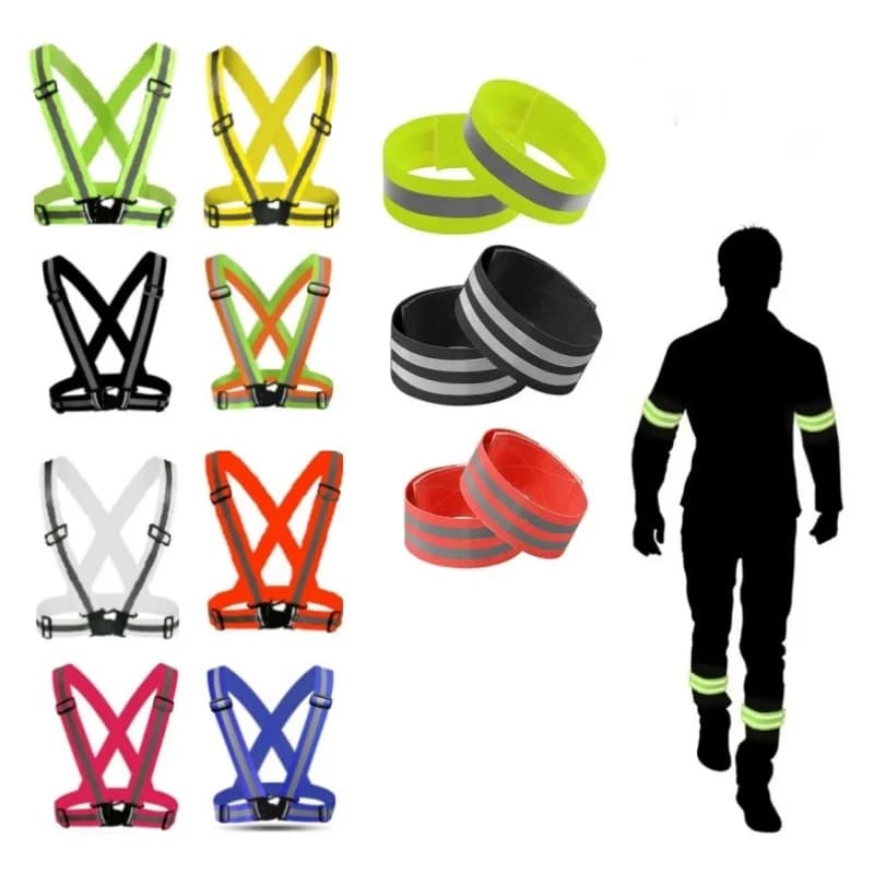 New Colorful Reflective Strap Wrist Strap Night Running Cycling Vest Adjustable Safety Vest Adult and Child Elastic Strap
