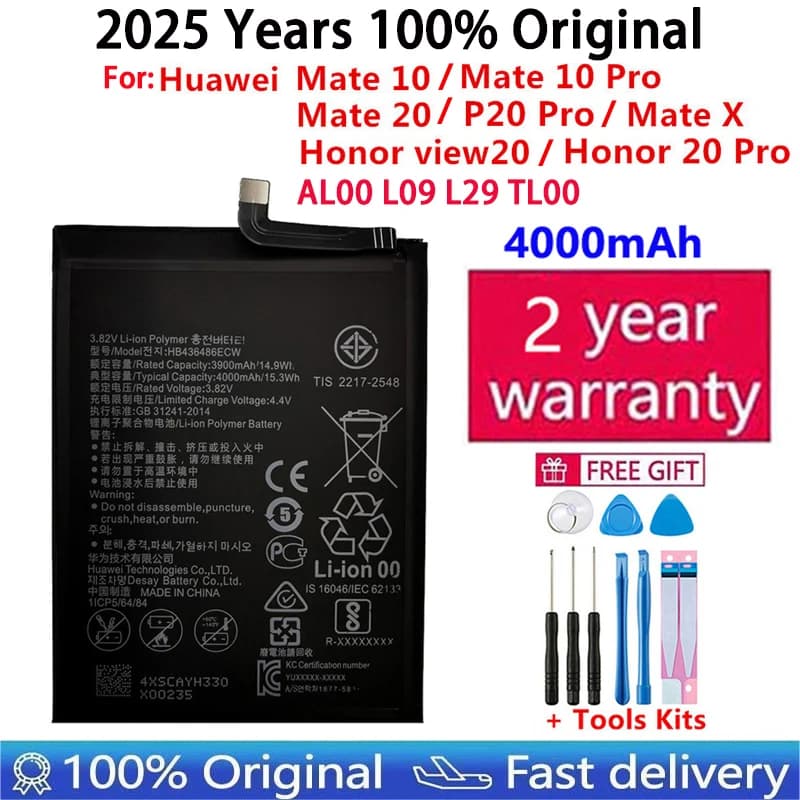 HB436486ECW Original Replacement Phone Battery For Huawei Mate 10 /10 Pro / Mate 20 /P20 Pro /Honor view20 4000mAh Batteries