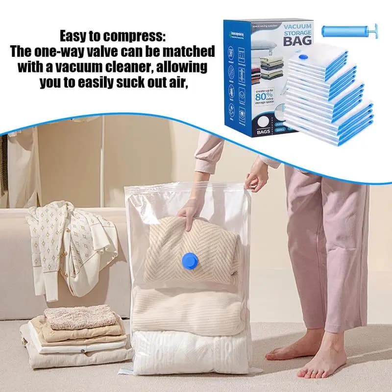 Storage Bags Vacuum Sealed 20X Vacuum Packing Cubes For Travel With Hand Pump Lightweight Moving Bags Compression Airtight