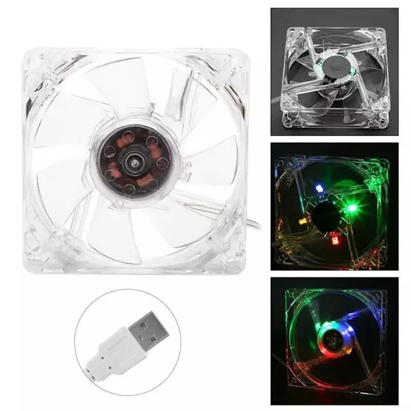 5V USB Fan Hamester Cage Fish Tank Pet Cage Air Cooling RGB Fan Cooler 8x8 12x12cm LED Light Mute Computer Fan with 100CM cable