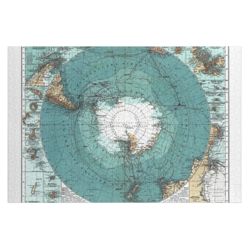 Vintage Antarctica Map Jigsaw Puzzle Photo Custom Personalize Personalized Child Gift Puzzle
