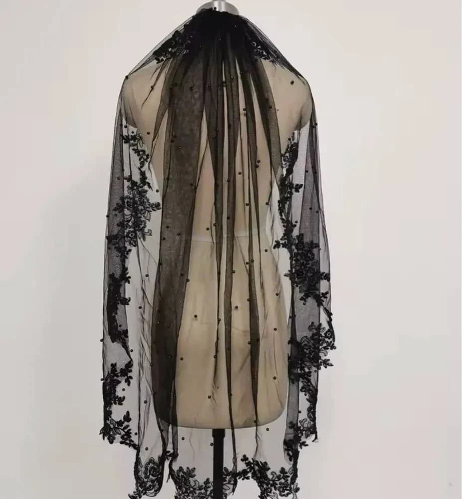 Black Pearl Short Bridal Veil, Wedding Accessories